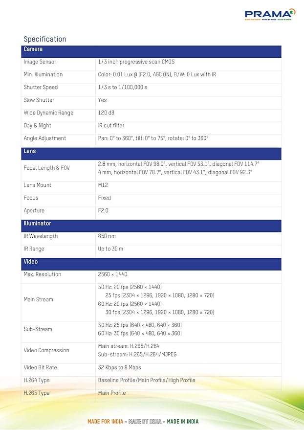 Prama 4MP IP Dome Network