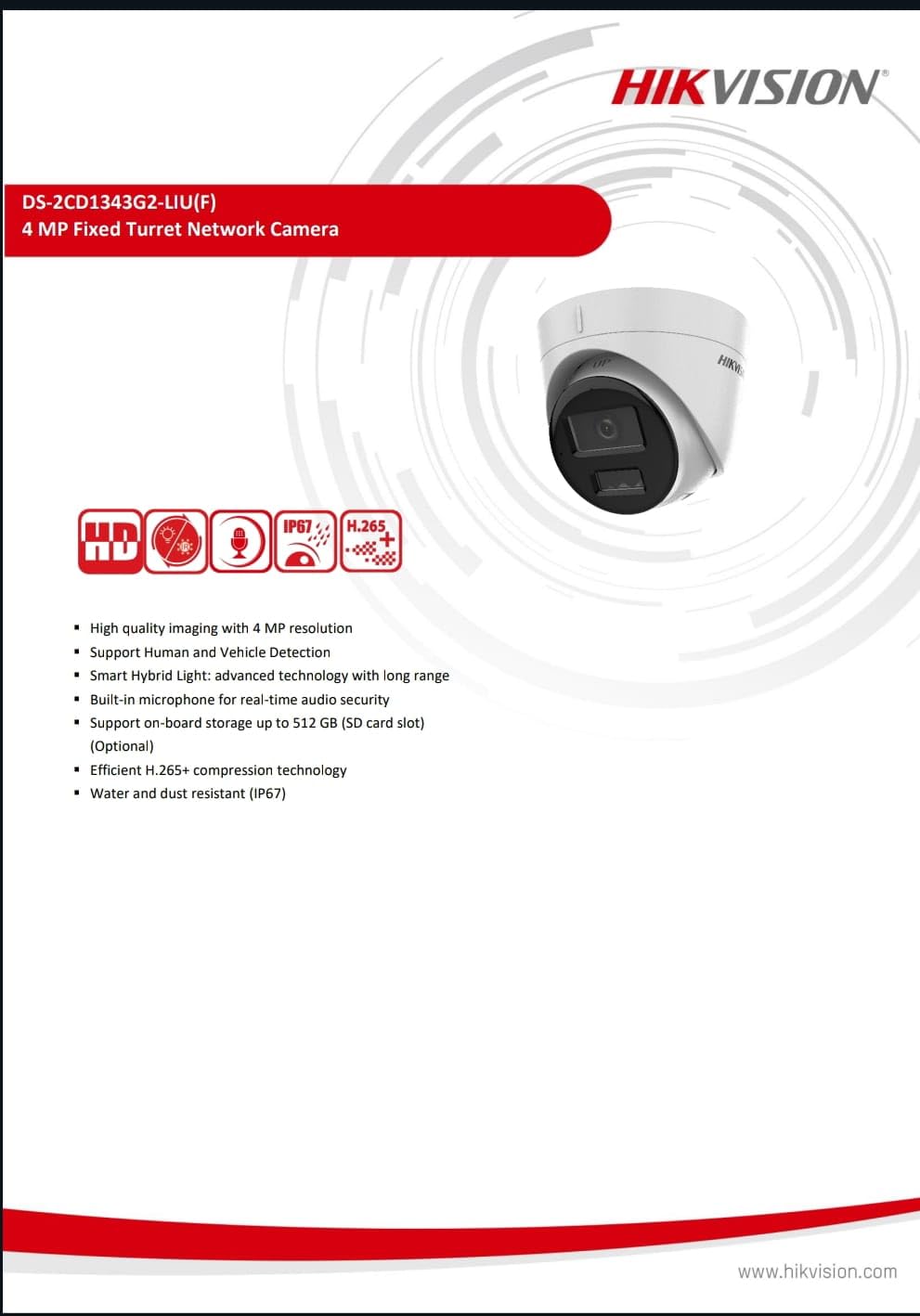 HIKVISION IP 4MP Dome Smart Hybrid Light
