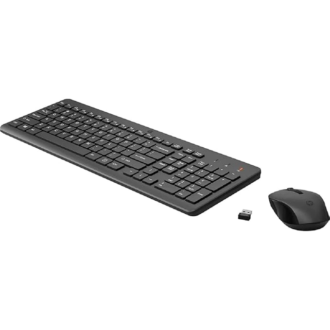 HP 330 Wireless Black Keyboard and Mouse Set with Numeric Keypad, 2.4GHz Wireless Connection and 1600 DPI, USB Receiver, LED Indicators, 3 Years Warranty, Black