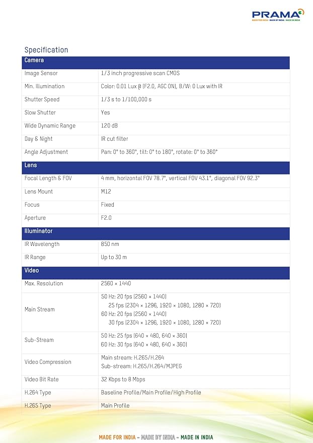 Prama 4MP IP Bullet Network