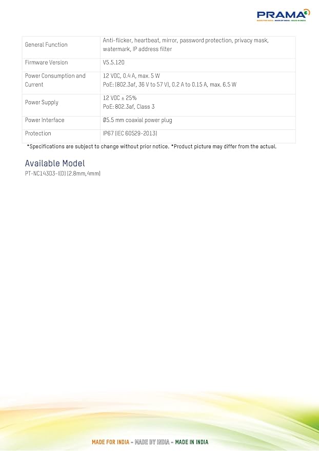 Prama 4MP IP Dome Network