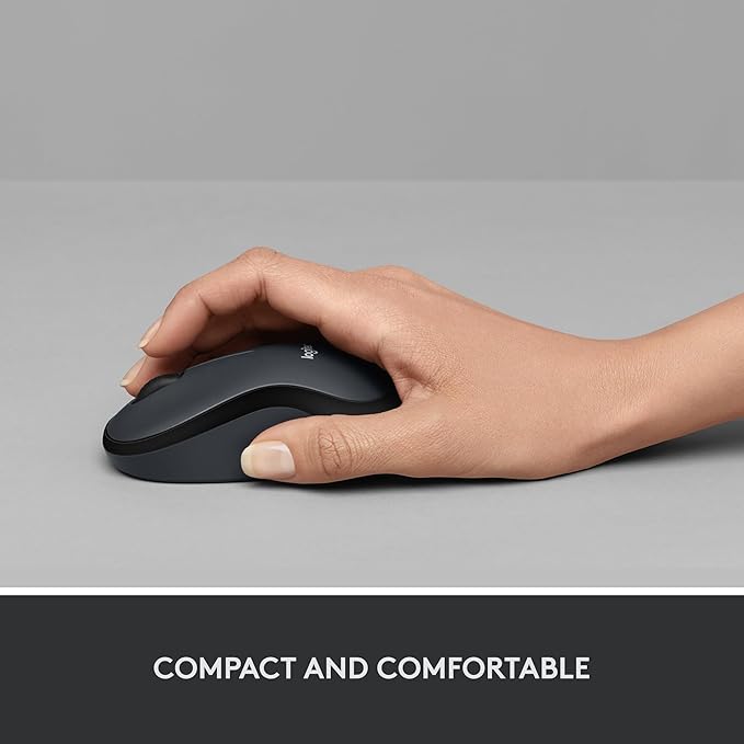 Logitech M220 Wireless Mouse, Silent Buttons, 2.4 GHz with USB Mini Receiver, 1000 DPI Optical Tracking, 18-Month Battery Life, Ambidextrous PC/Mac/Laptop - Charcoal Grey