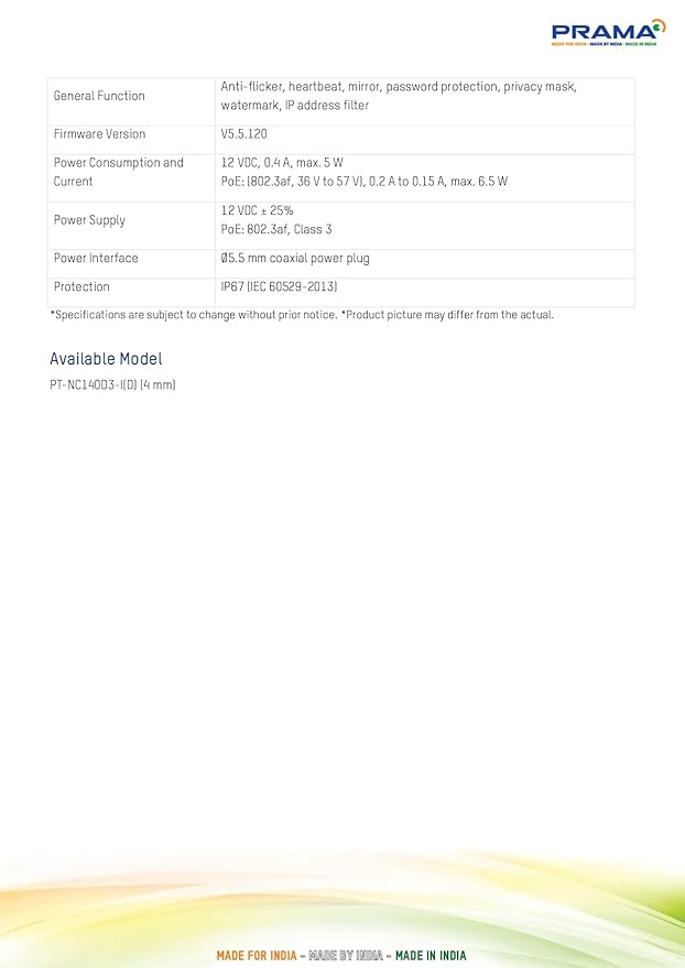 Prama 4MP IP Bullet Network
