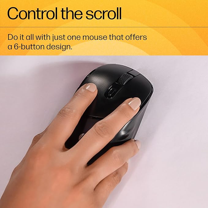 HP M120 /6 programm. buttons,1 AA battery gives upto 12 months life,upto 1600 DPI Wireless Ambidextrous Mechanical Mouse (2.4GHz Wireless, Black)