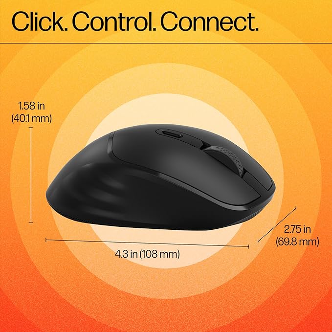 HP M120 /6 programm. buttons,1 AA battery gives upto 12 months life,upto 1600 DPI Wireless Ambidextrous Mechanical Mouse (2.4GHz Wireless, Black)