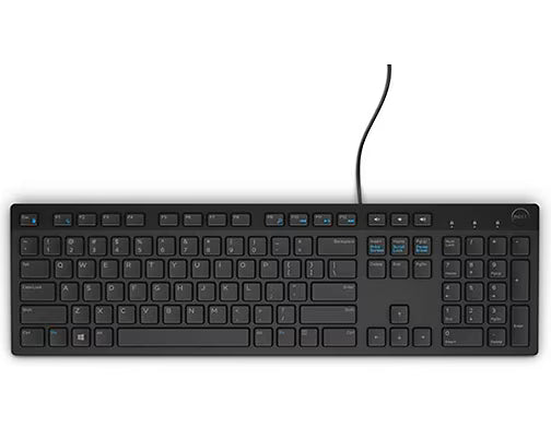 Dell KB216 Multimedia Keyboard with USB Interface, Chiclet Keys Style, Spill Resistance with 3 Indicator Lights | Plug and Play | Hot Keys: Volume, Mute, Play/Pause, Backward, Forward