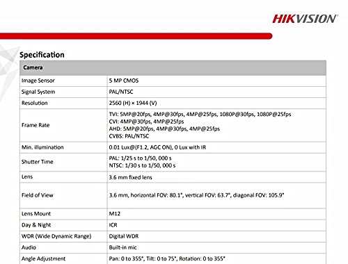 HIKVISION Pro 5MP HD Bullet CCTV with MIC (DS-2CE16H0T-ITPFS)