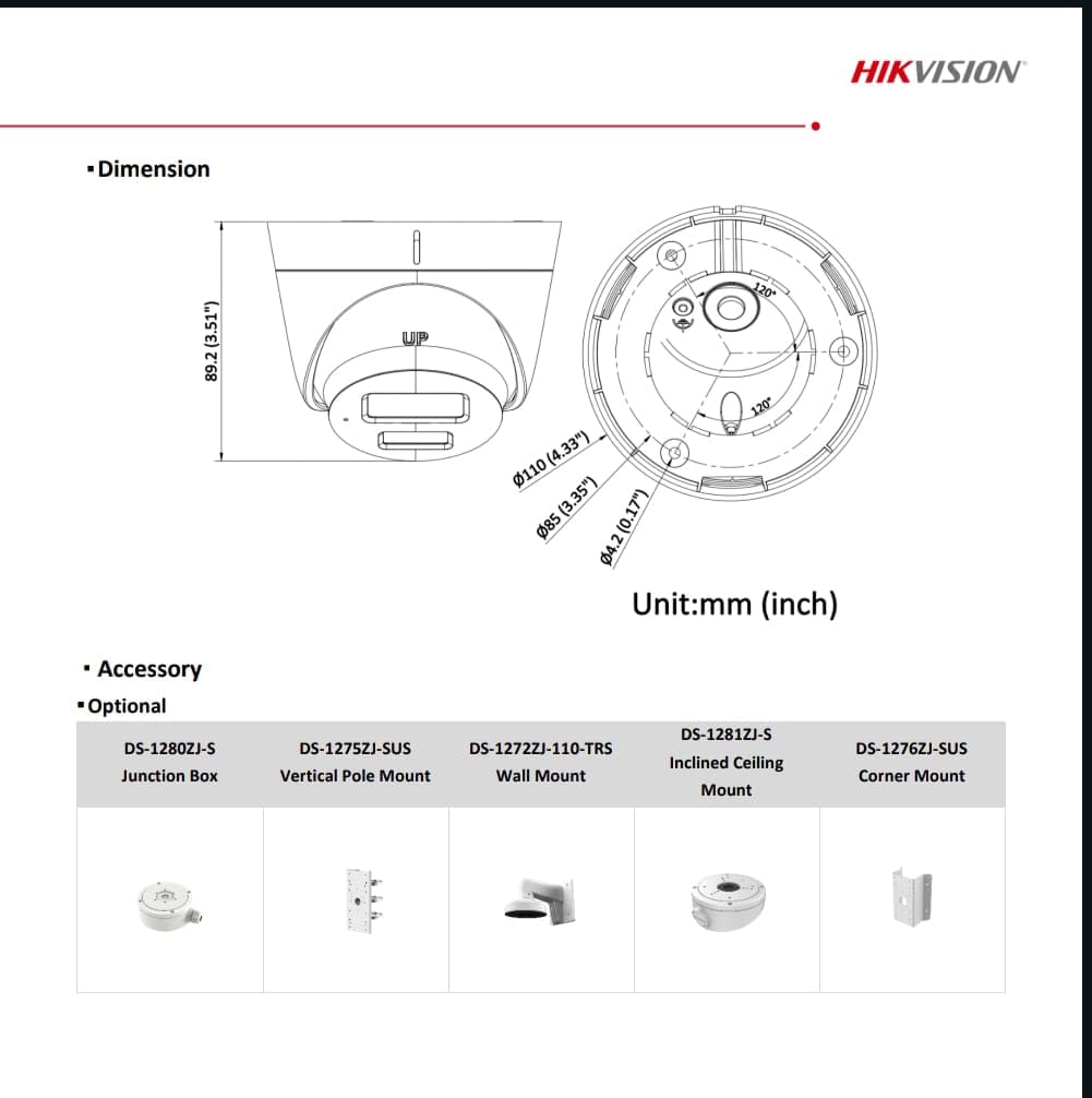 HIKVISION IP 4MP Dome Smart Hybrid Light